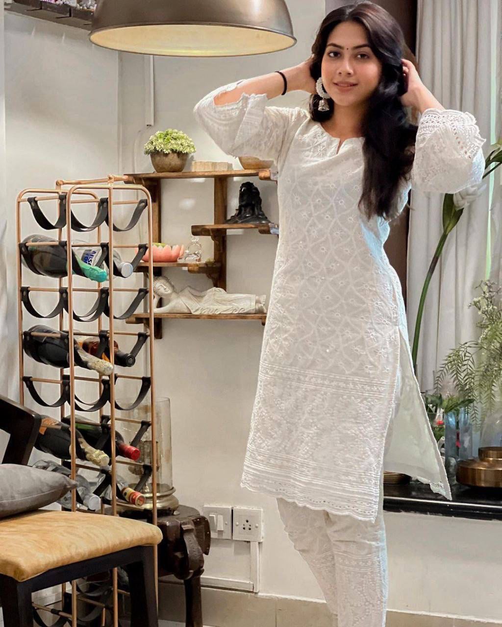 THE LIBAS COLLECTION WHITE PURE COTTON KURTI ONLINE