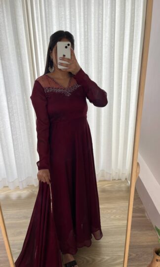 Maroon Full-Length Gown