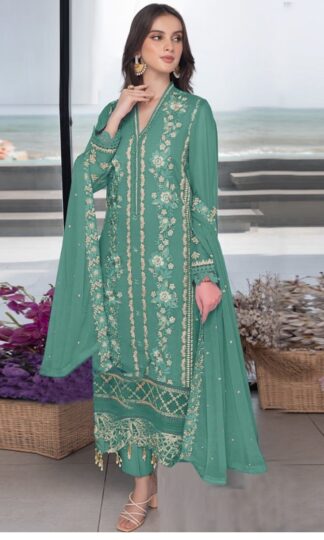 Embroidered Green Ethnic Dress