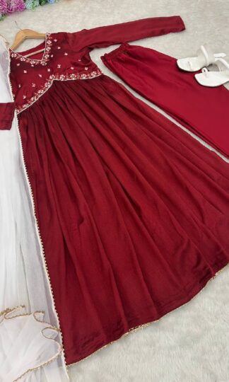 Maroon Anarkali Dress Set