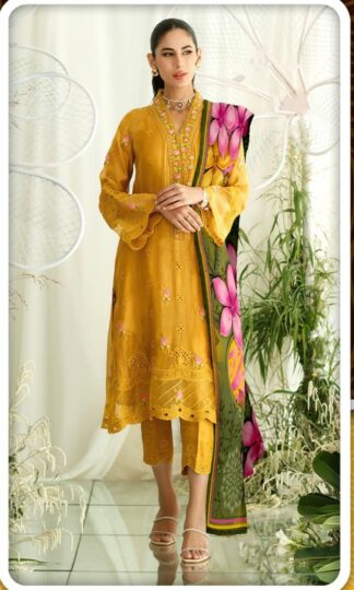 Embroidered Yellow Kurta Set