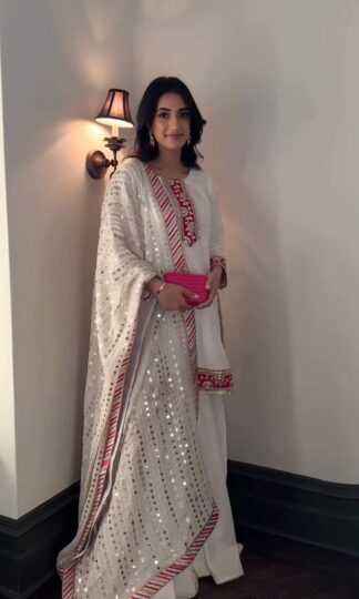 Traditional White Embellished Saree