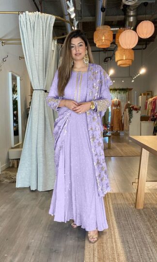 Lavender Embroidered Kurta Set