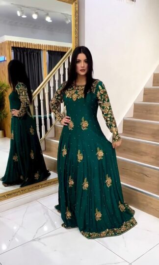 Elegant Green Embroidered Gown