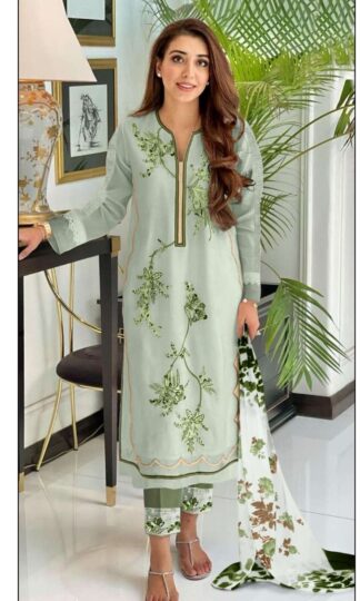 Green Embroidered Asian Dress