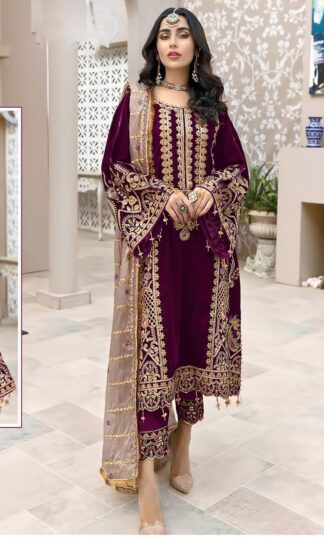 Elegant Purple Embroidered Dress