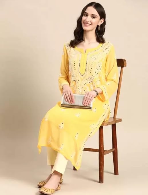 Yellow Embroidered Kurta