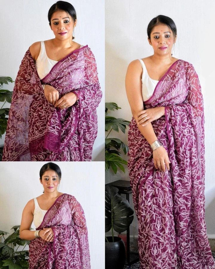 Maroon Printed Saree