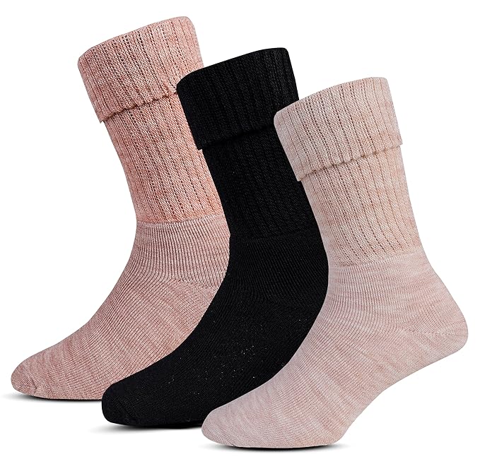 ROYAL CLASS Women Calf Length Towel Terry Thick Woolen Winter Wear Socks, Cushioned Warm Thermal Socks For Women (Pack of 3 Pairs)