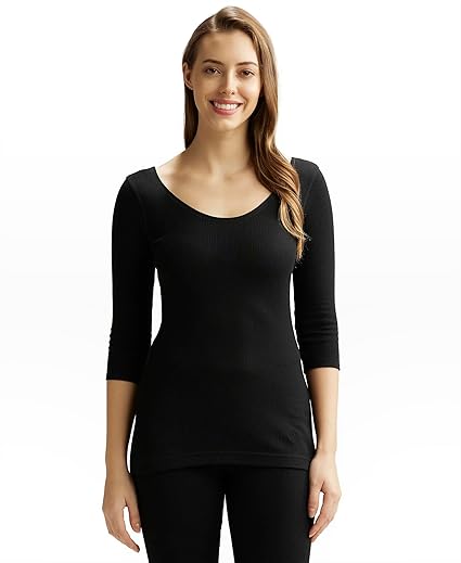 Jockey 2503 Women's Super Combed Cotton Rich Three Quarter Sleeve Thermal Tailored Fit Top with Stay Warm Technology
