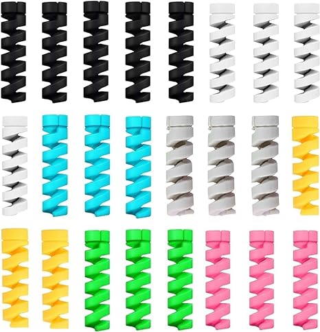 Sounce 25 Pcs Spiral Cable Protectors & Wire Protectors Spring Wire for All Wired Accessories for USB Charger, Data Cable, Headphones, MacBook