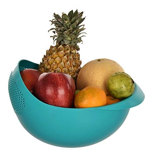 Clazkit Food Strainer Colander, Fruit Basket, Pasta Strainer, Vegetable Strainer, Kitchen Sieve, Washing Bowl, Unbreakable, (Color May Vary), Plastic - 11.3 x 18 x 24.1 Centimeters