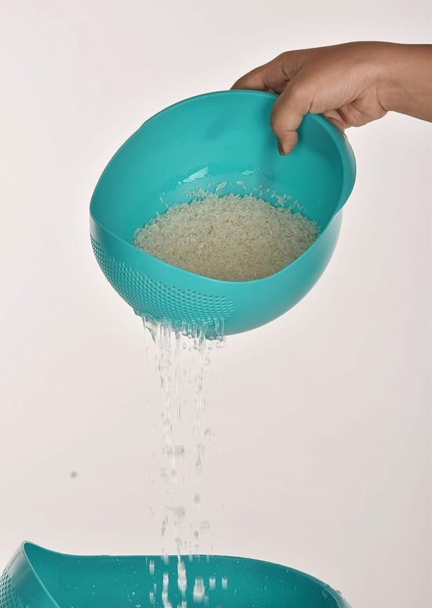 Clazkit Food Strainer Colander, Fruit Basket, Pasta Strainer, Vegetable Strainer, Kitchen Sieve, Washing Bowl, Unbreakable, (Color May Vary), Plastic - 11.3 x 18 x 24.1 Centimeters