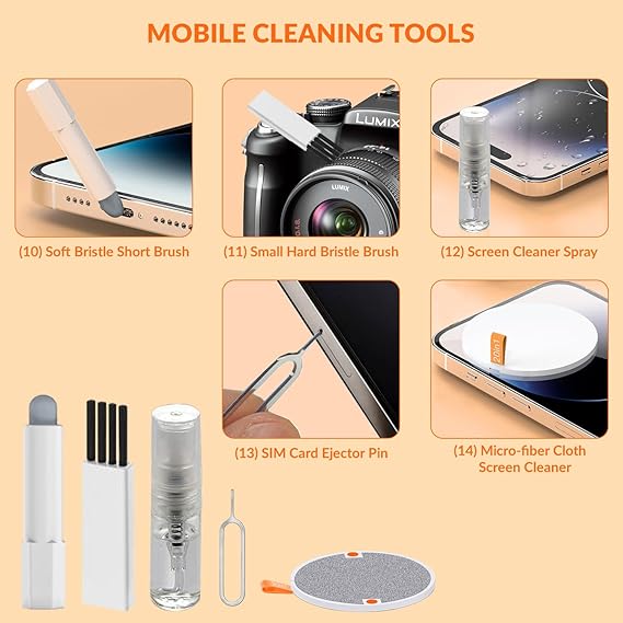 Tukzer Laptop Screen Keyboard Cleaner Kit, 20-in-1 Electronic Gadget Cleaning Tool, 2.5ml Mist Spray, Pen Brush, Air Blower| for MacBook, iPad iPhone Smartphone Tablet, PC Computer, DSLR Camera Lens