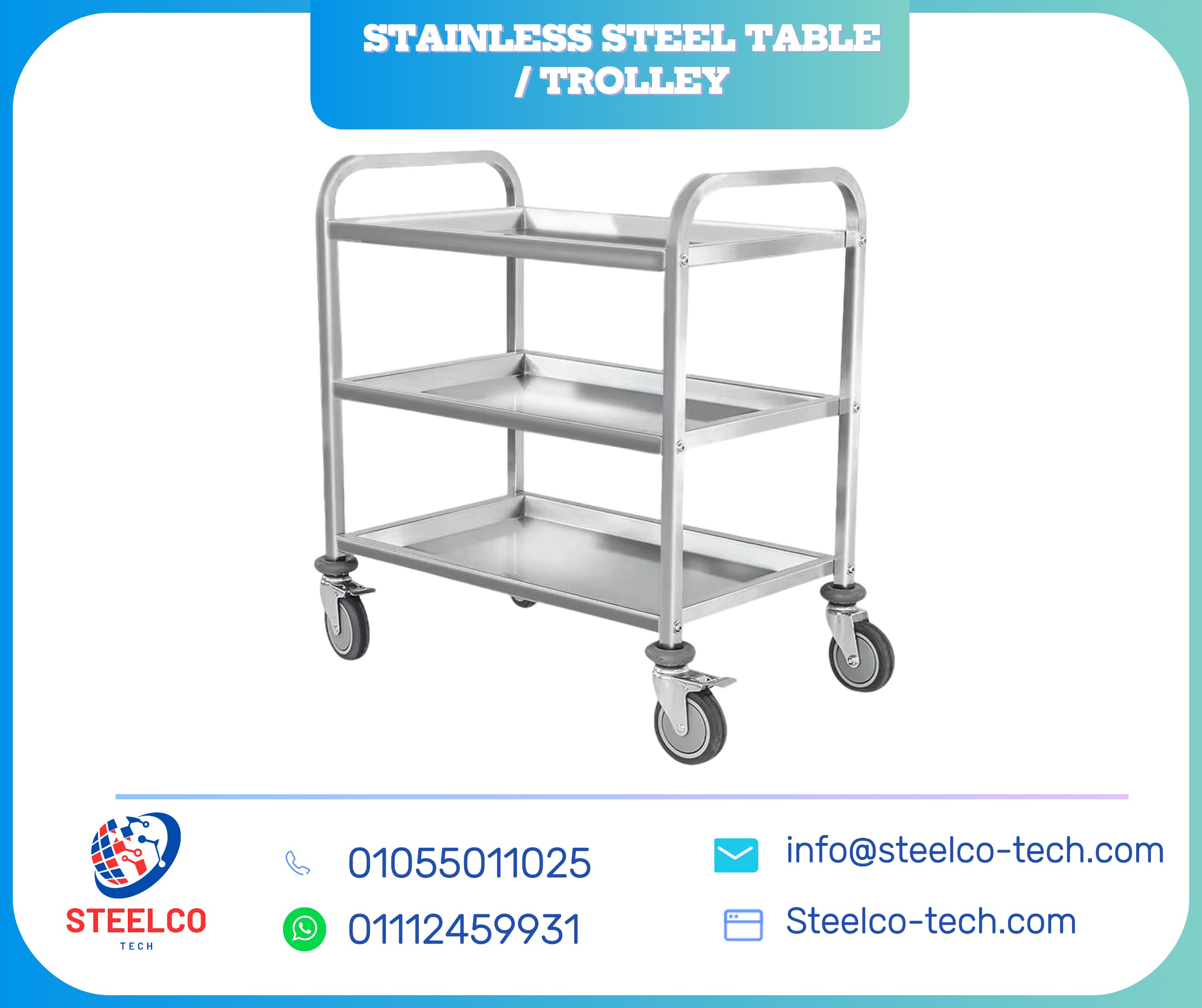  STAINLESS STEEL TABLE / TROLLEY تروللي استانلس ستيل / تربيزة استانلس ستيل 