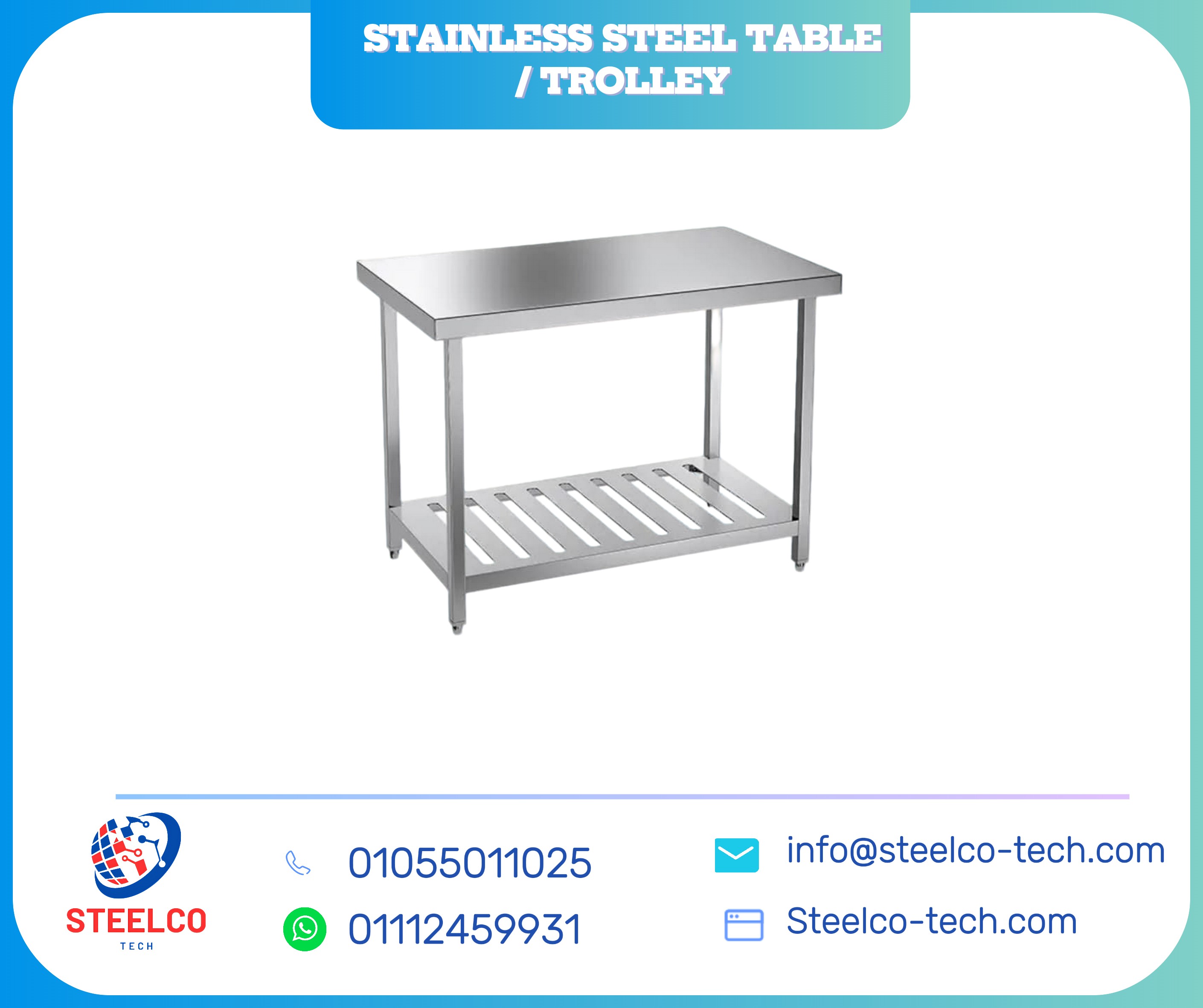  STAINLESS STEEL TABLE / TROLLEY تروللي استانلس ستيل / تربيزة استانلس ستيل 