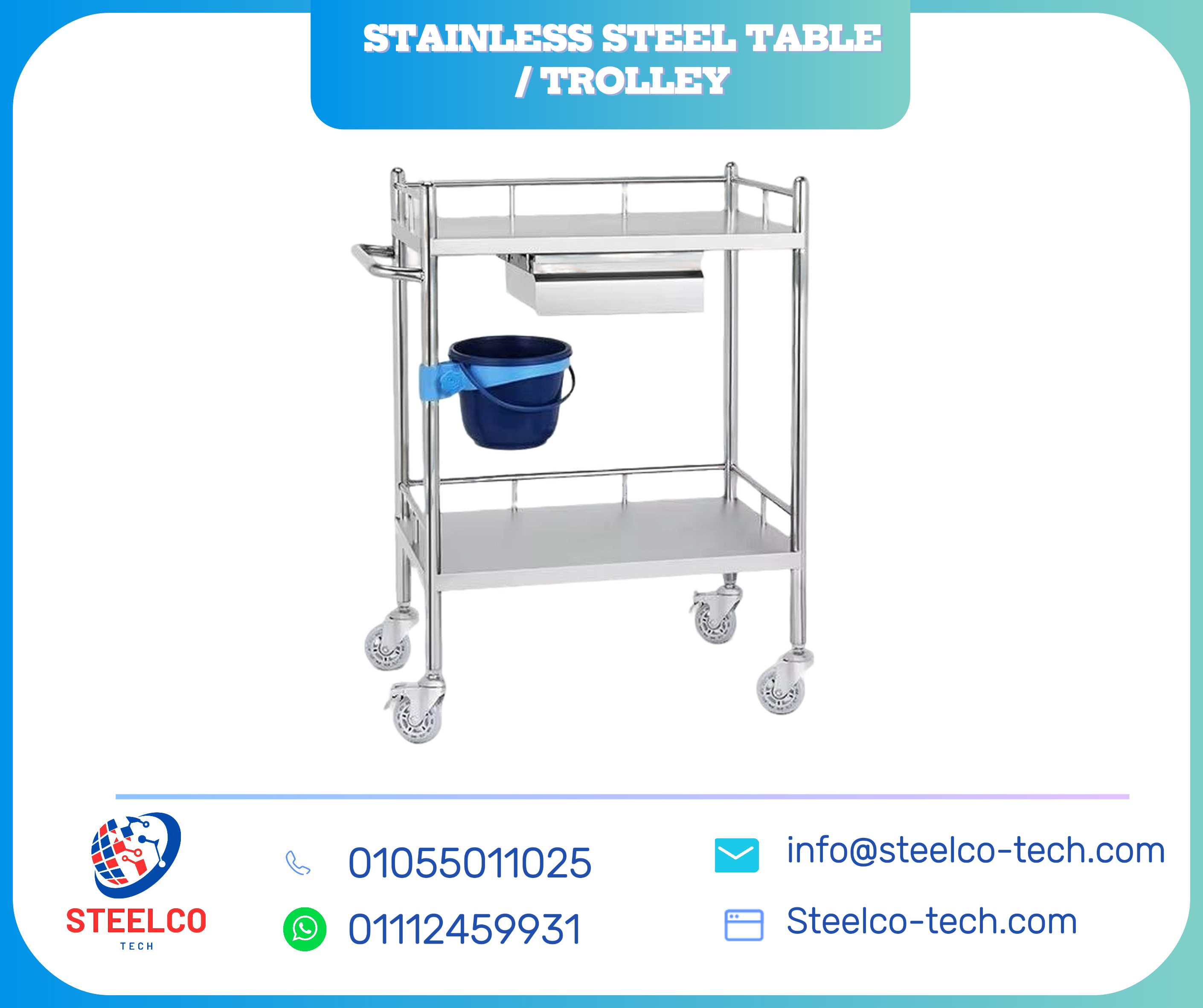  STAINLESS STEEL TABLE / TROLLEY تروللي استانلس ستيل / تربيزة استانلس ستيل 