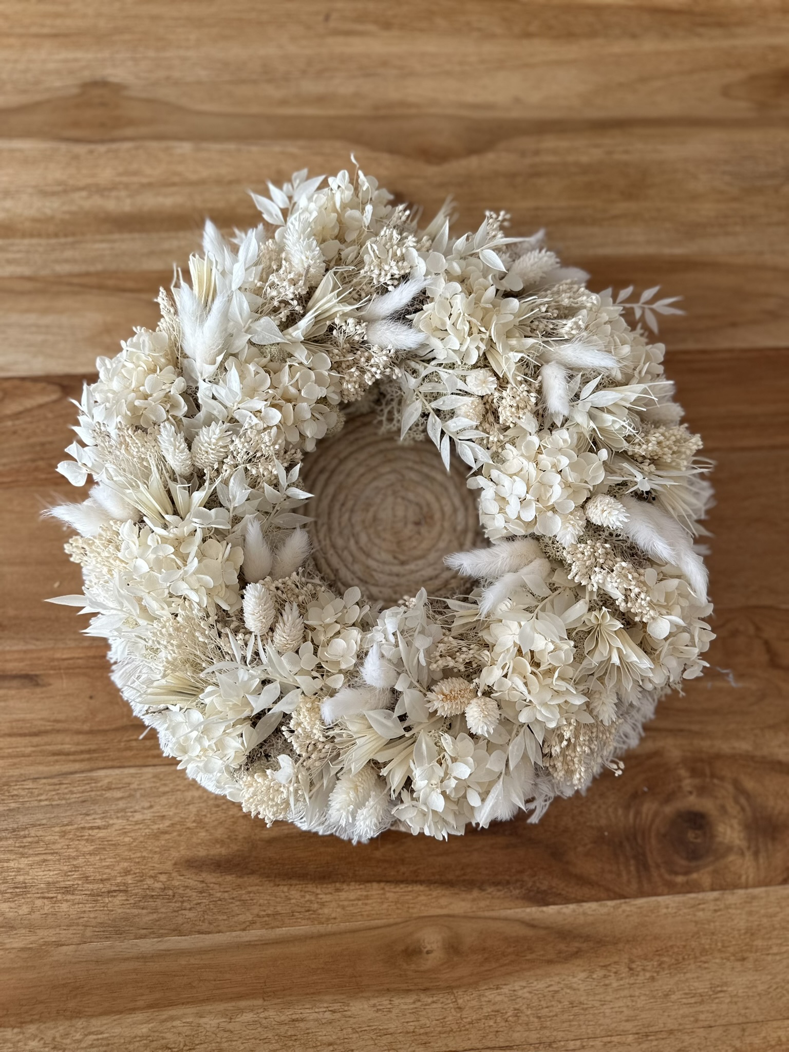 Trockenblumenkranz weiss ca 34.cm