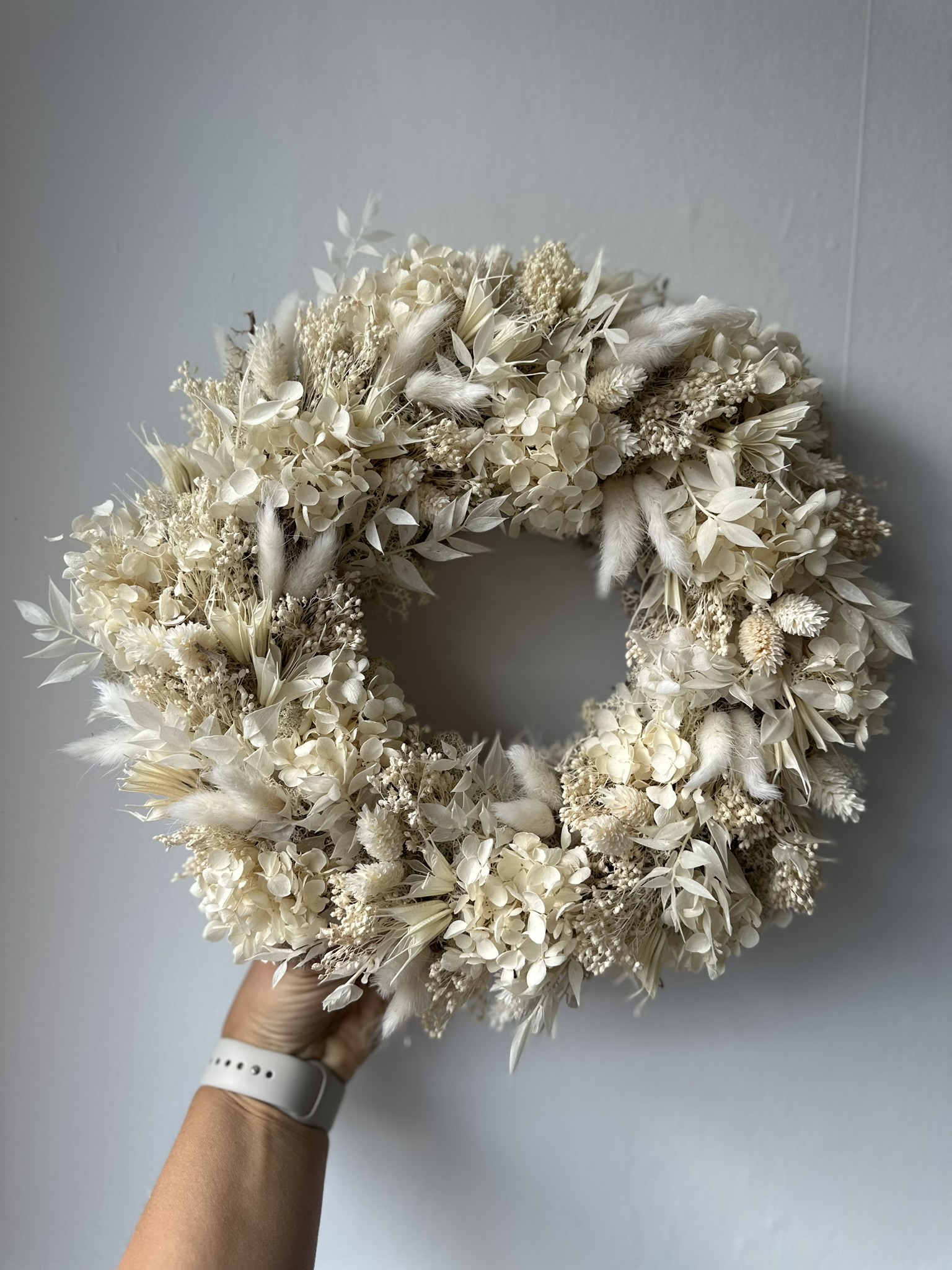 Trockenblumenkranz weiss ca 34.cm