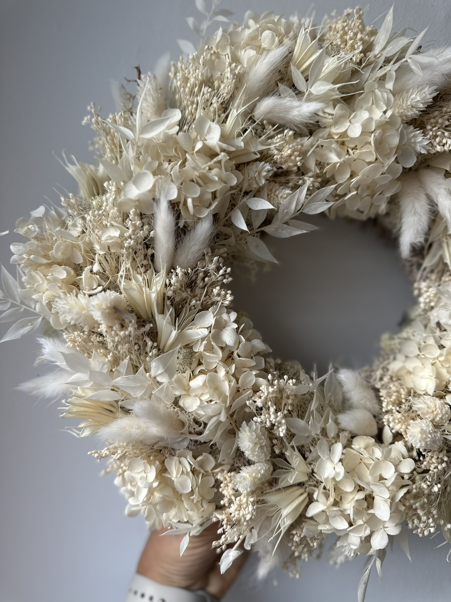 Trockenblumenkranz weiss ca 34.cm
