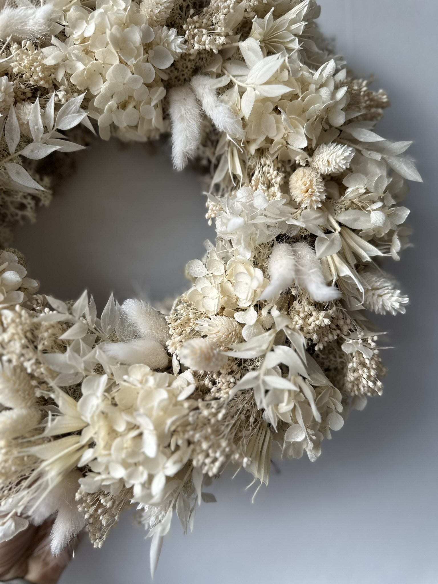 Trockenblumenkranz weiss ca 34.cm