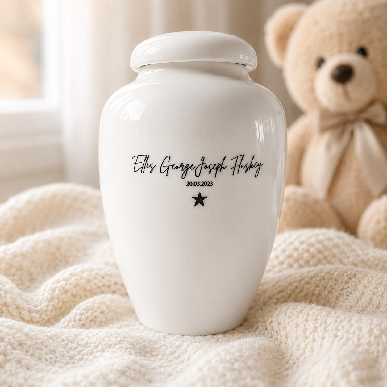 Large Ceramic Personalised Talhas Urn - Infant Urn for Ashes 