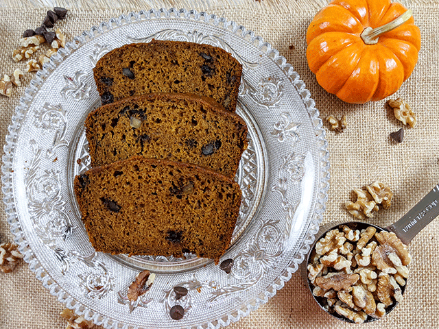 Pumpkin Chocolate Chip Walnut Bread