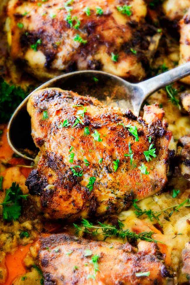 Grilled Rosemary Lemon Chicken with Cheesy Herb Sweet Potatoes