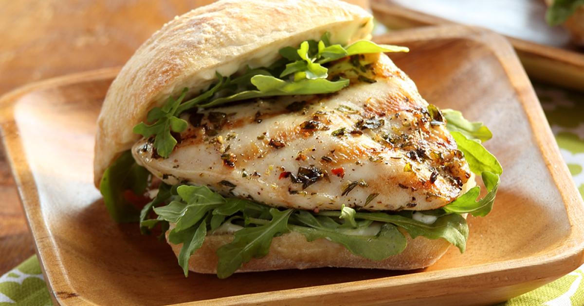 Hot Honey Grilled Rosemary Lemon Chicken and Arugula Sliders (One)