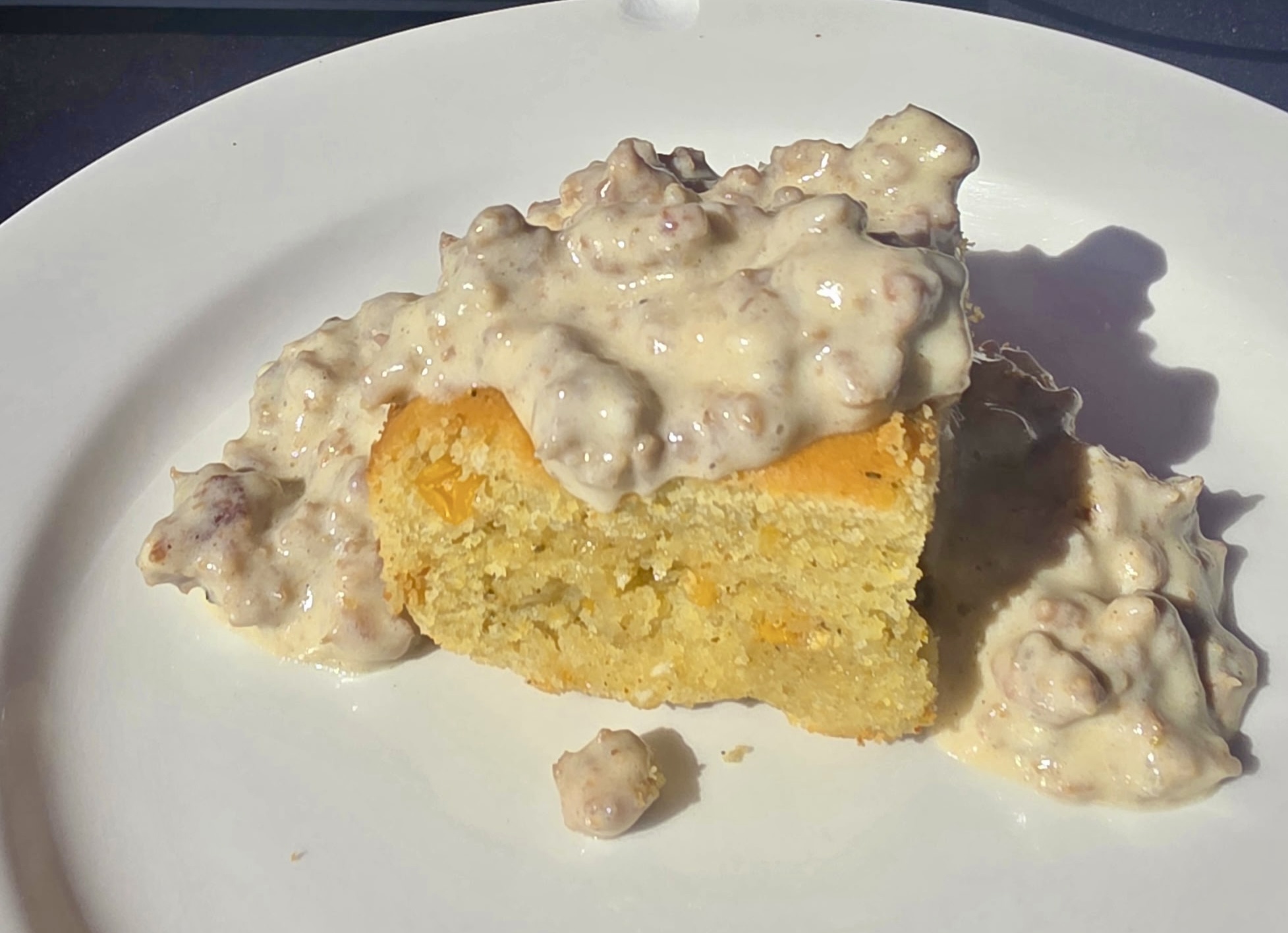 Sausage Gravy Smothered Cornbread