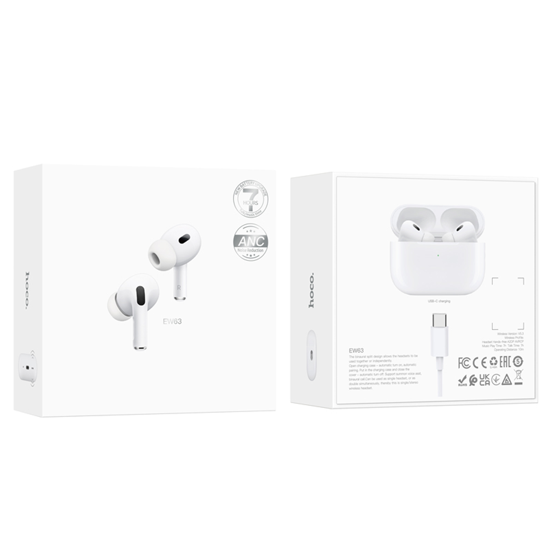 HOCO EW63 ANC Wireless Earphones – White