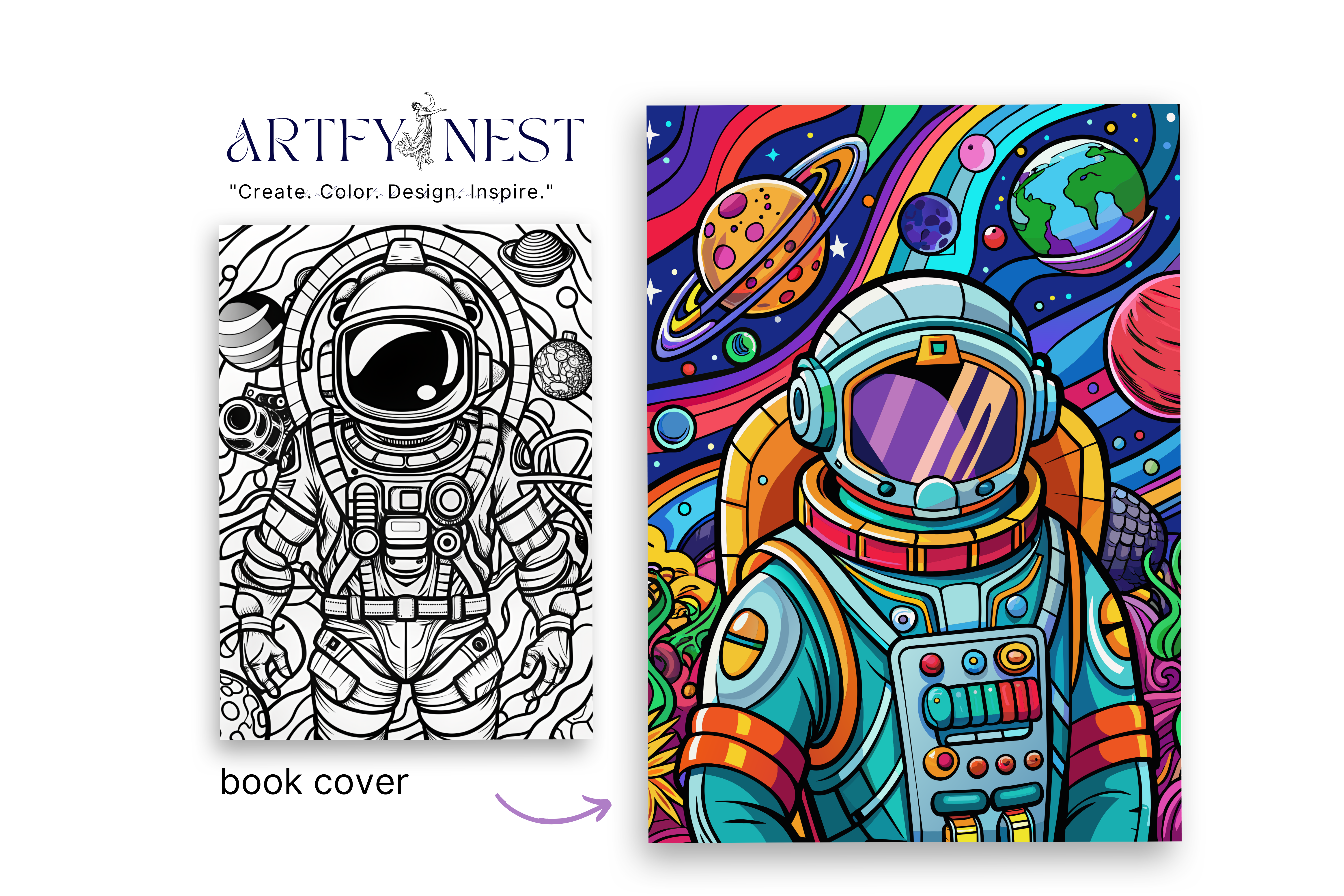 Astronaut Adventures: 33 Unique Coloring Pages for Kids & Adults 