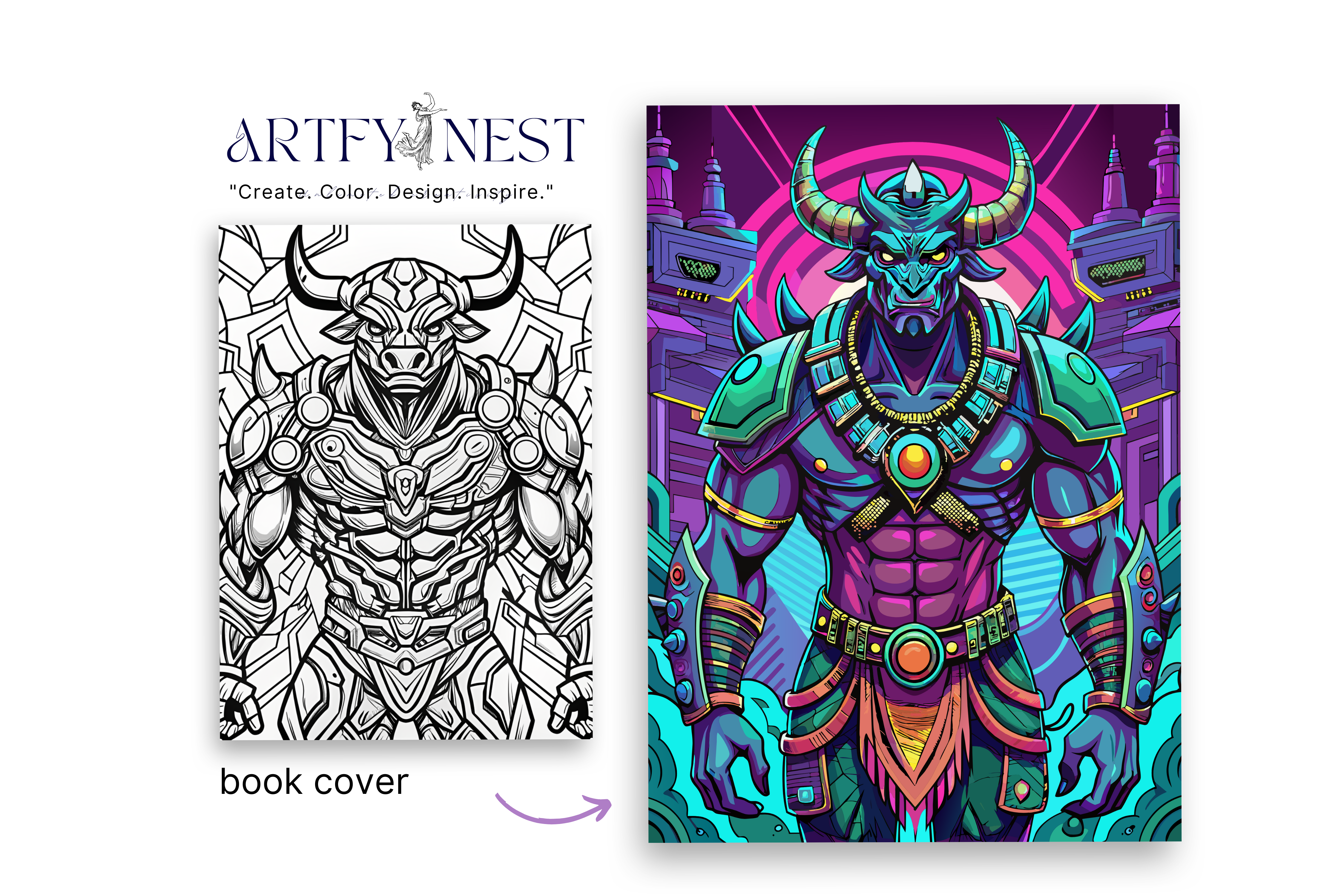 Whimsical Minotaur  Coloring Book!