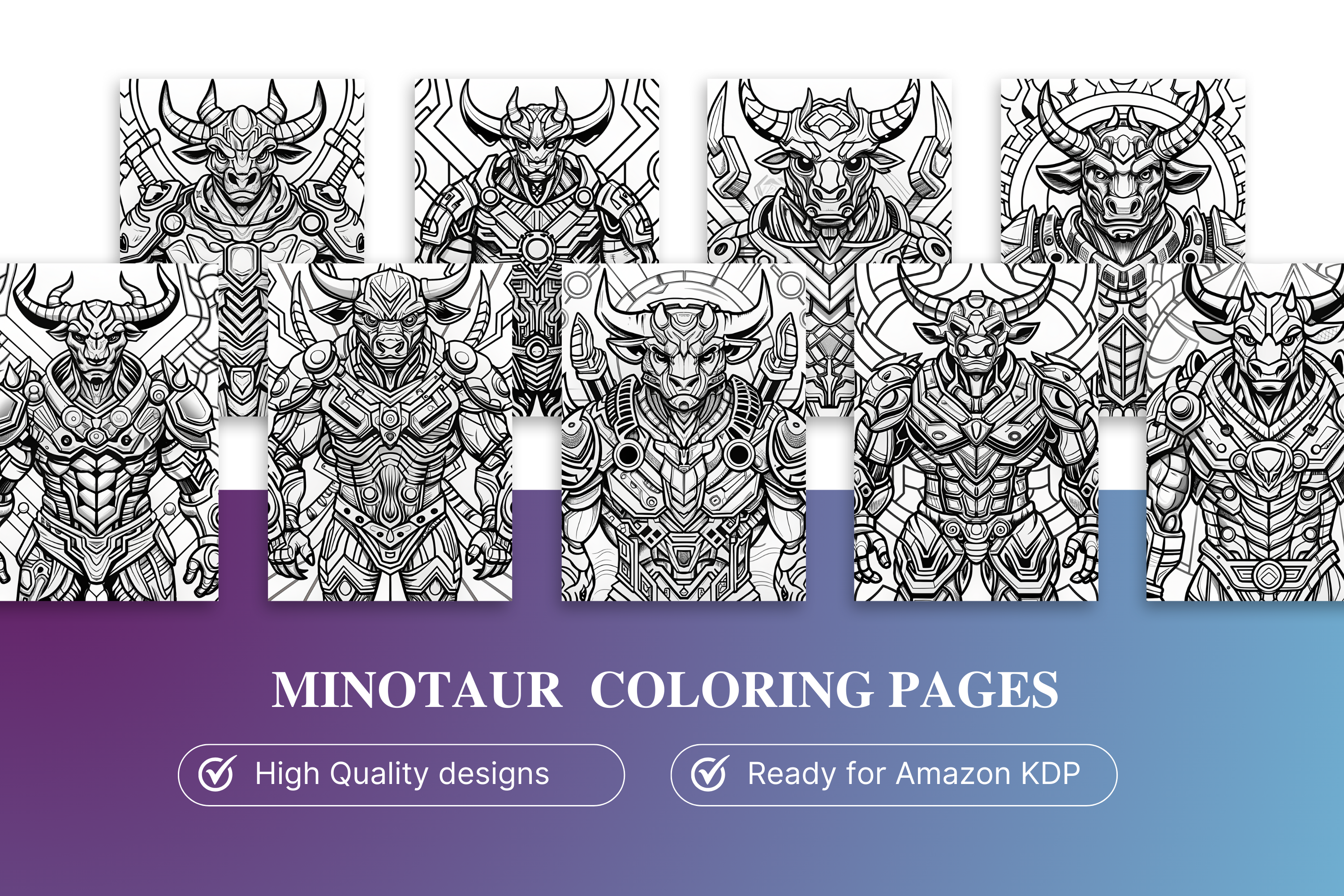 Whimsical Minotaur  Coloring Book!