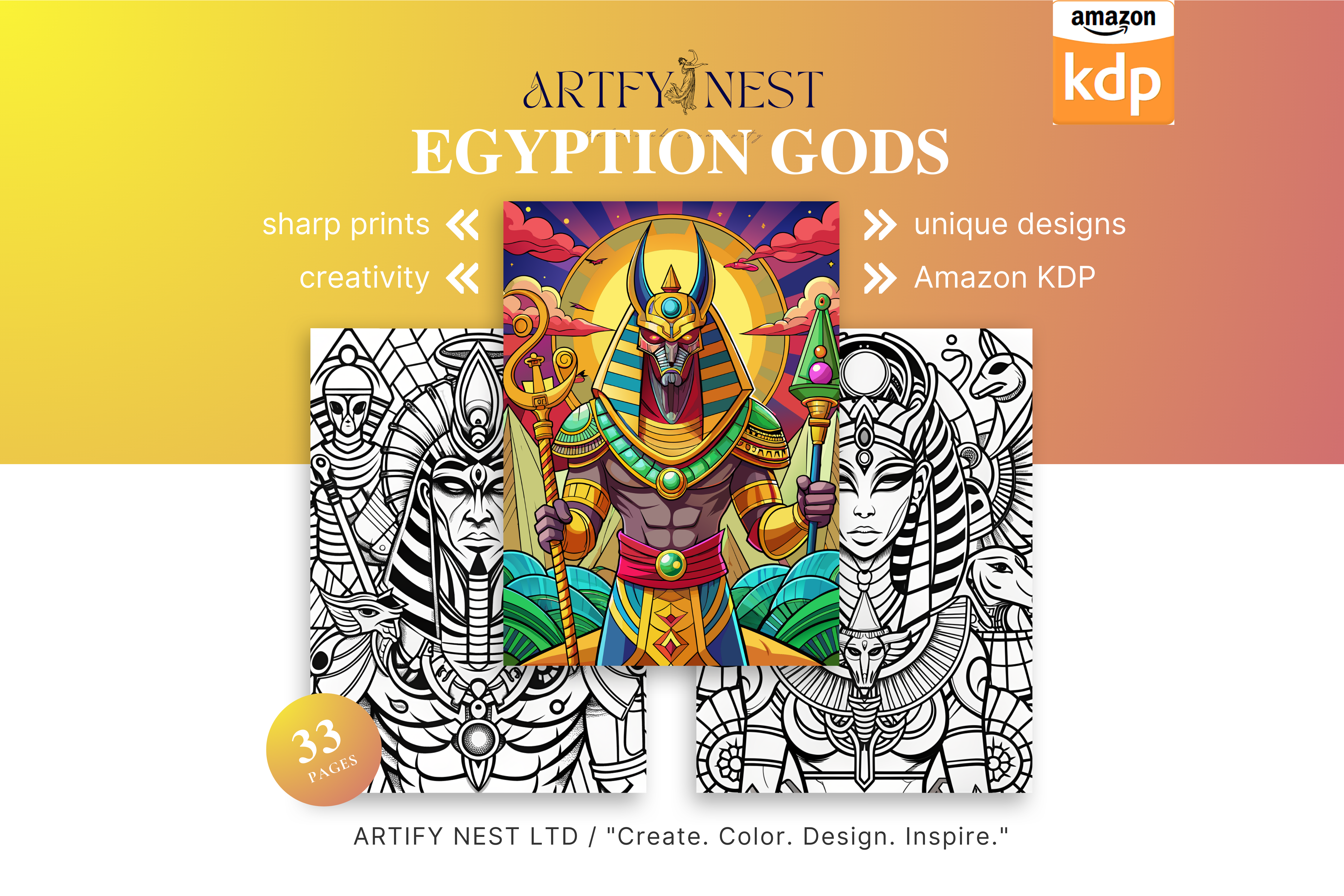 Whimsical Egyption Gods Coloring Book!