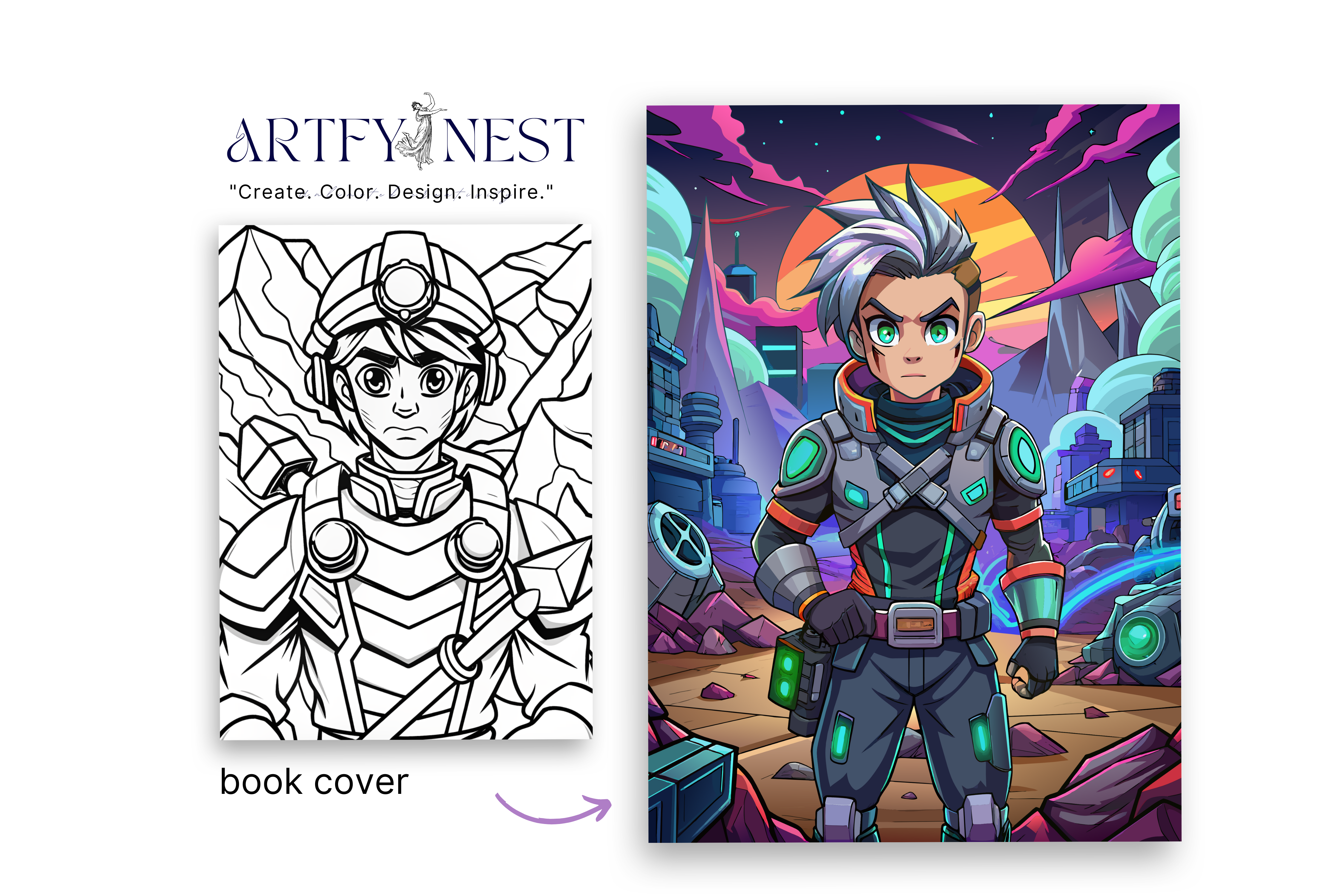 33 Whimsical anime style cyberpunk Pages for Kids & Adults