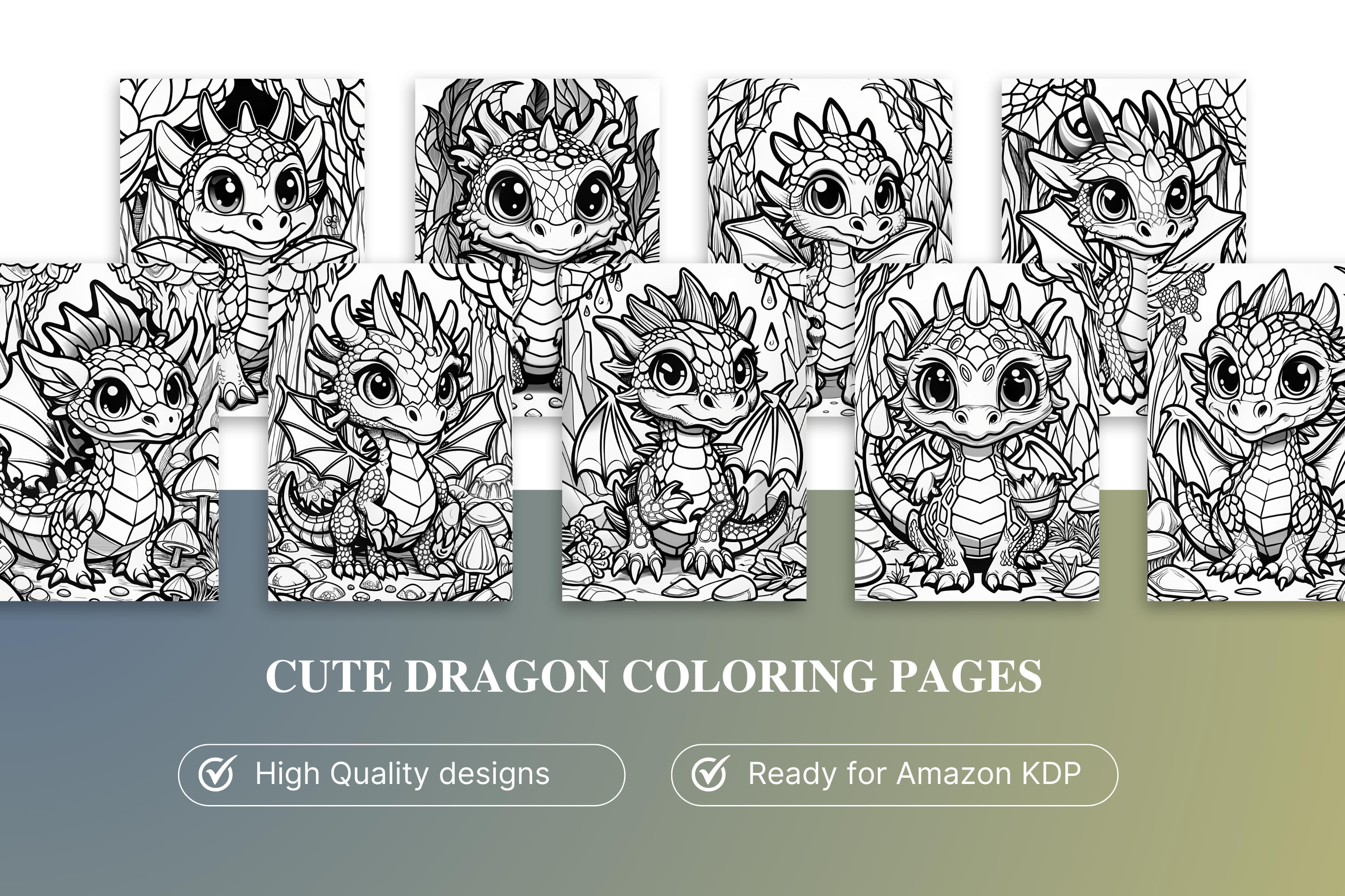 33 Whimsical cute dragon Pages for Kids & Adults