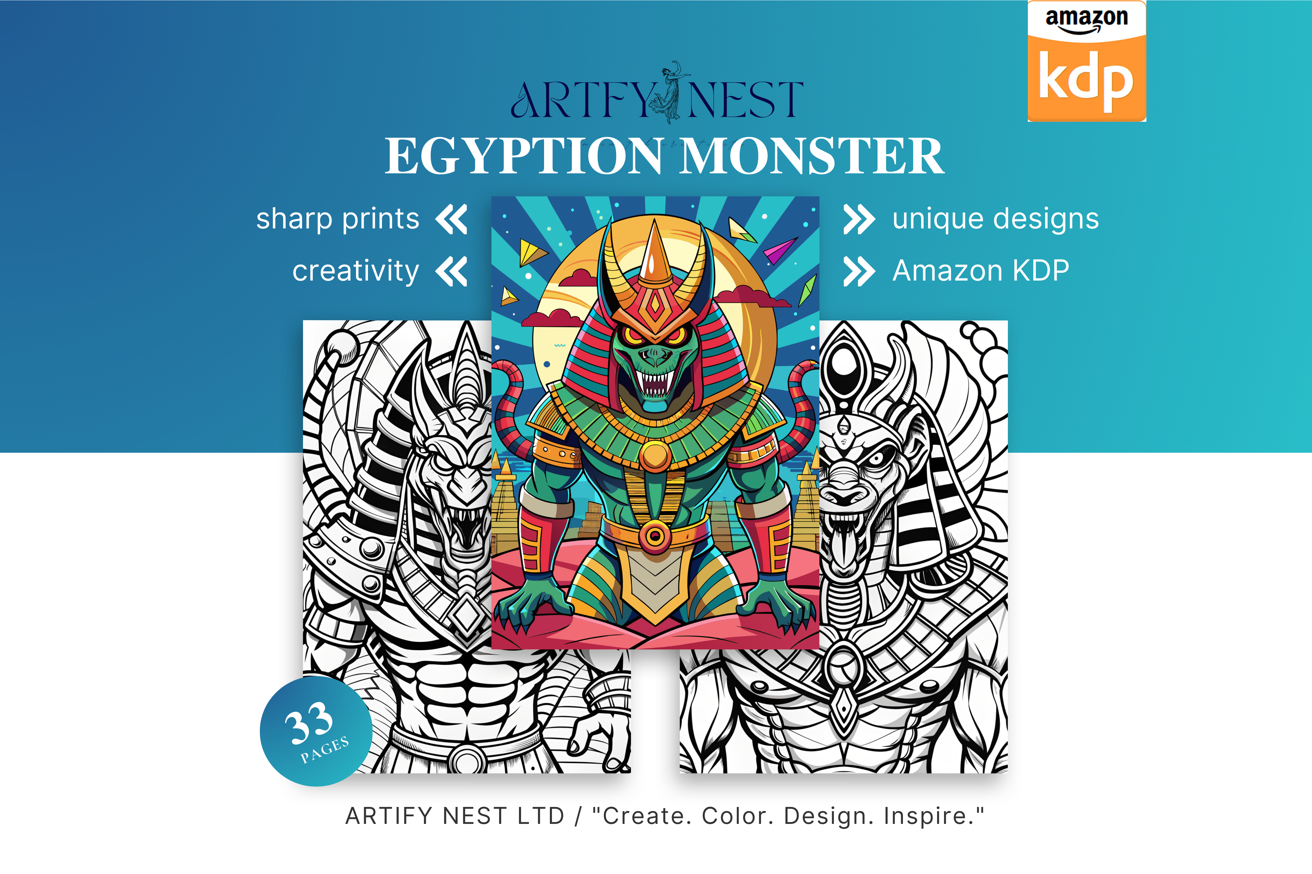 33 Whimsical egyption monster Pages for Kids & Adults
