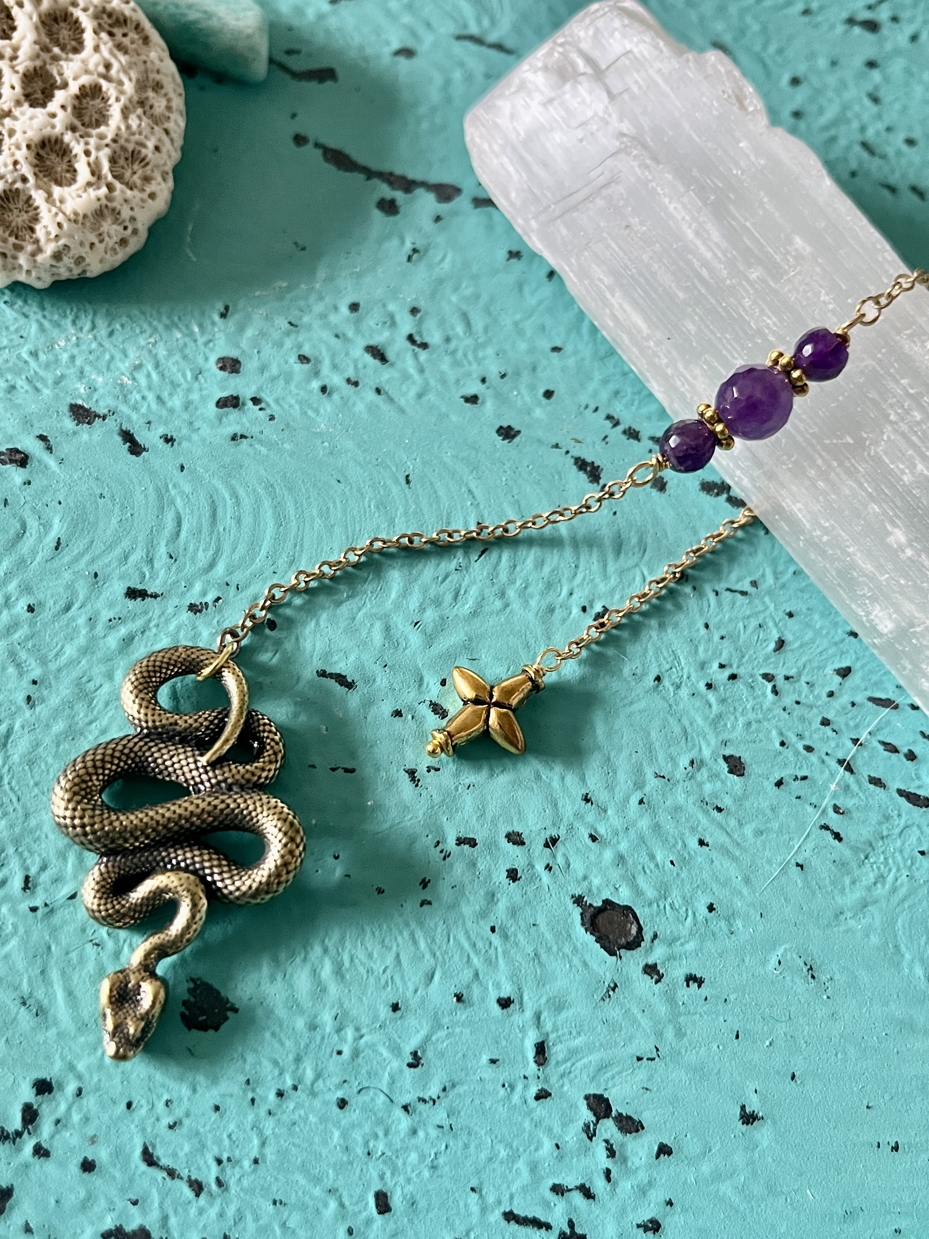 Brass Snake & Amethyst
