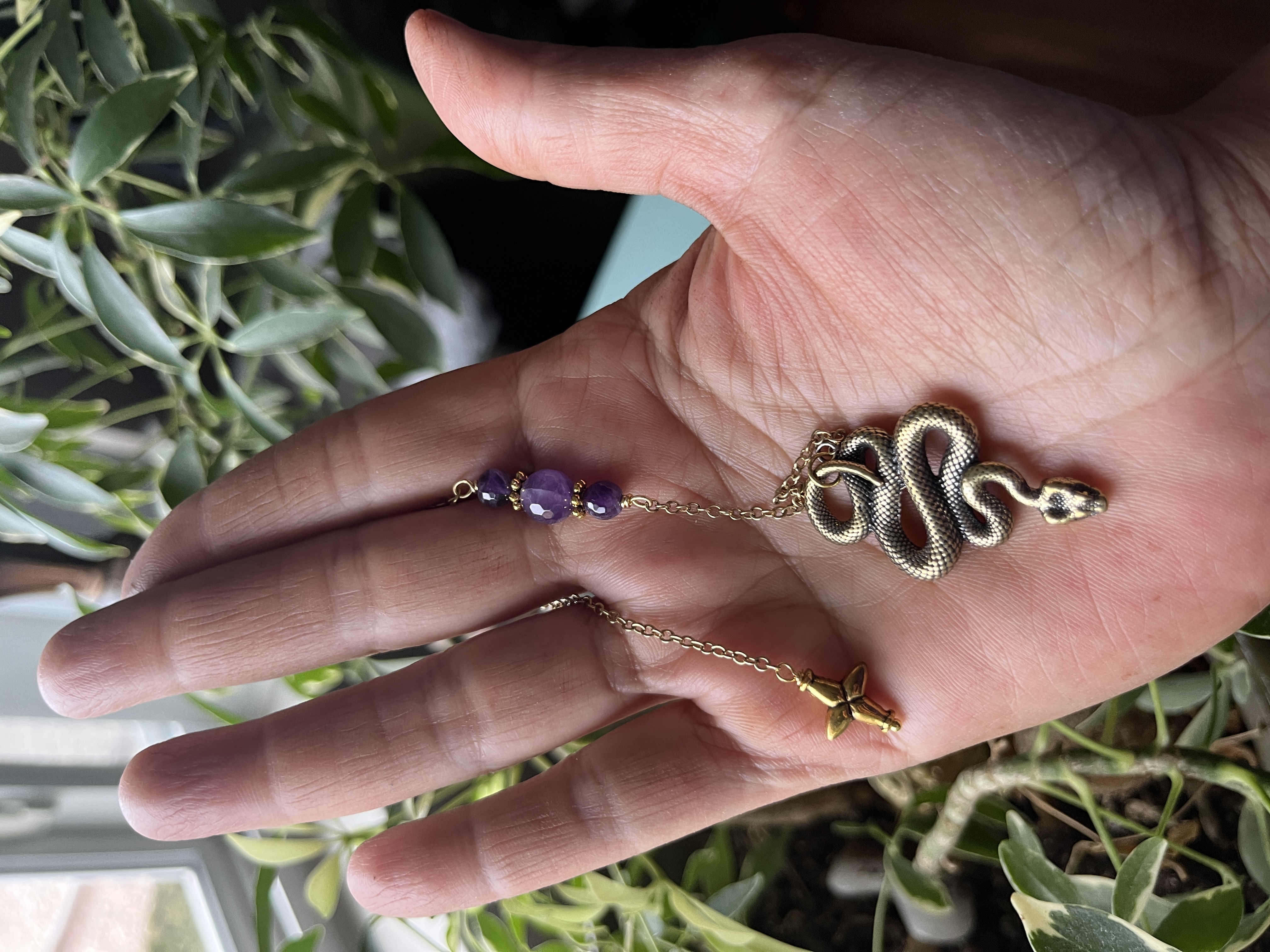Brass Snake & Amethyst