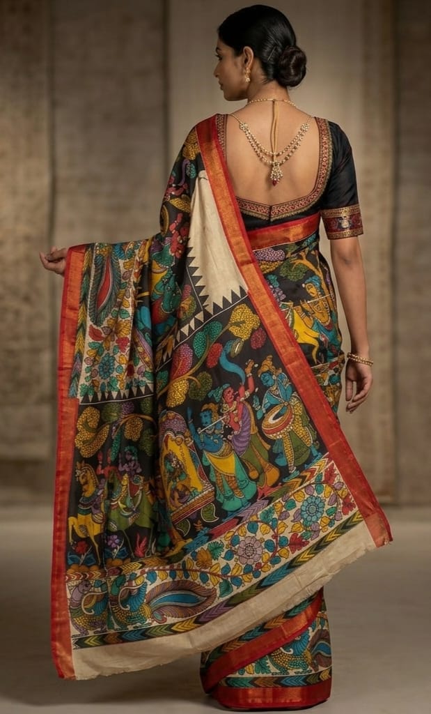 Hand painted Kalamkari Silk Saree