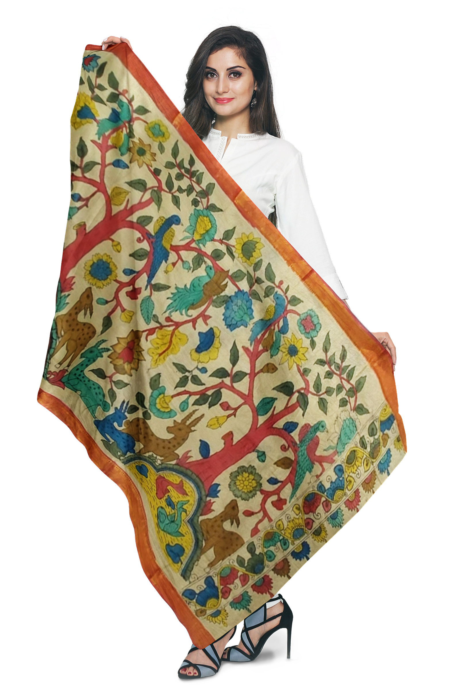 Handcrafted Kalamkari dupatta