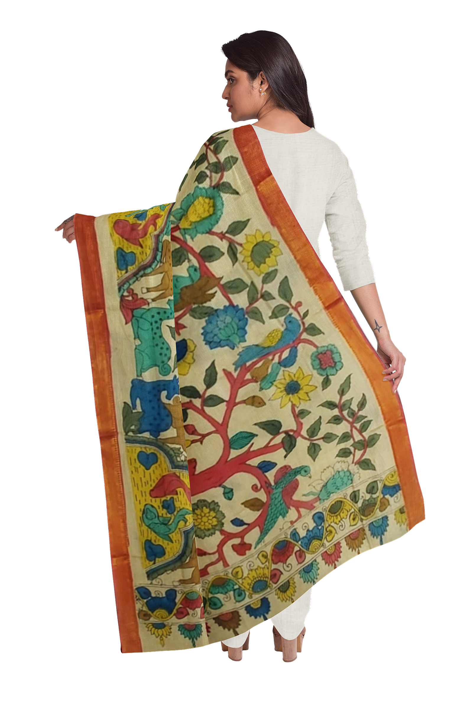 Handcrafted Kalamkari dupatta
