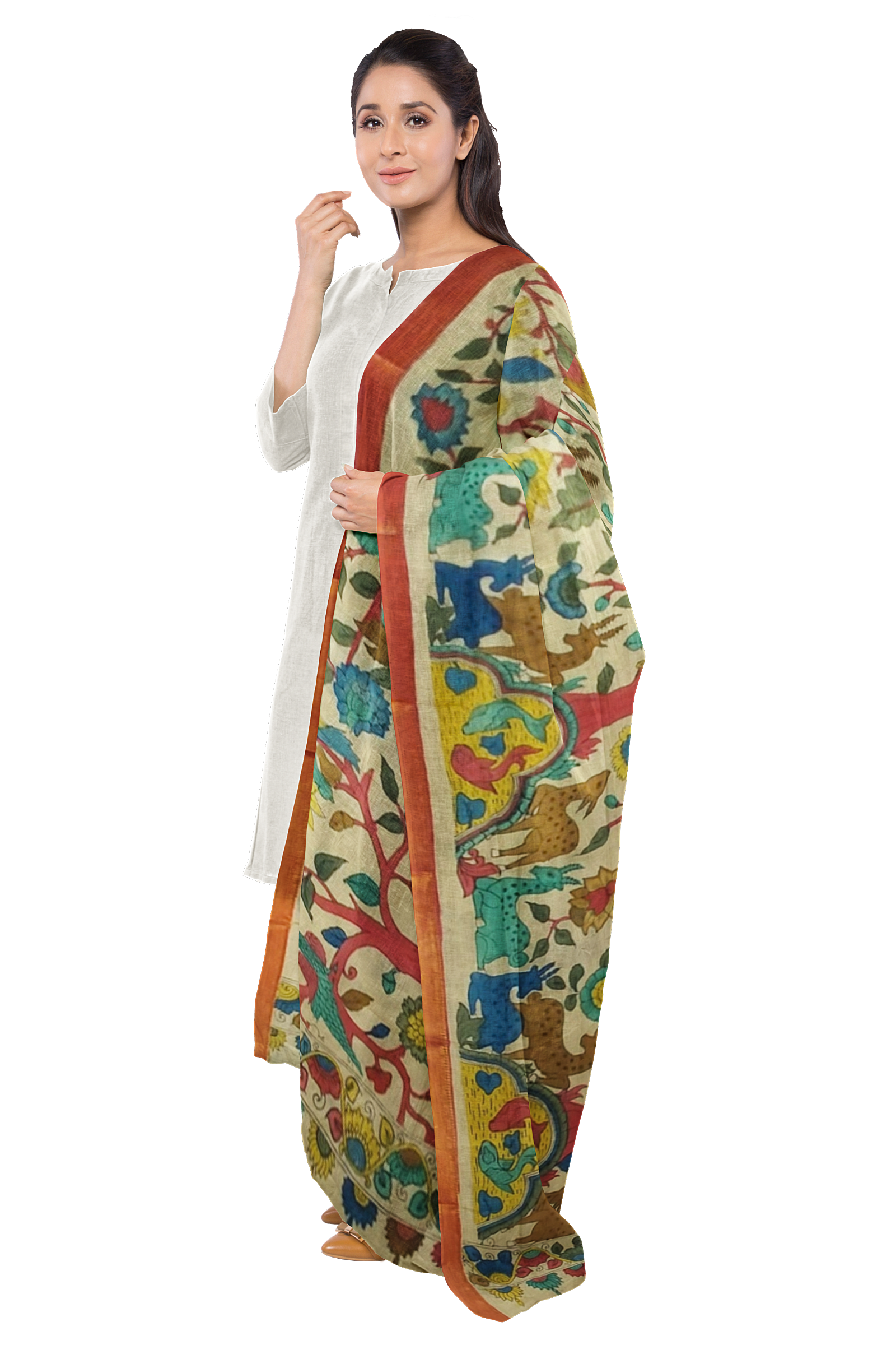Handcrafted Kalamkari dupatta