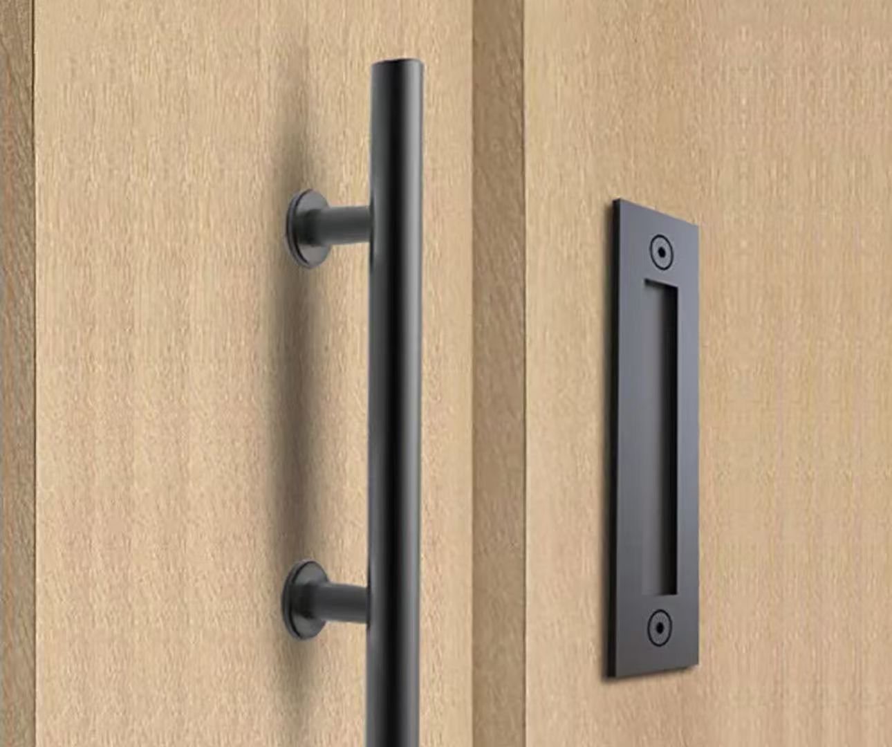 Black Door Handle and Flush Pull Set