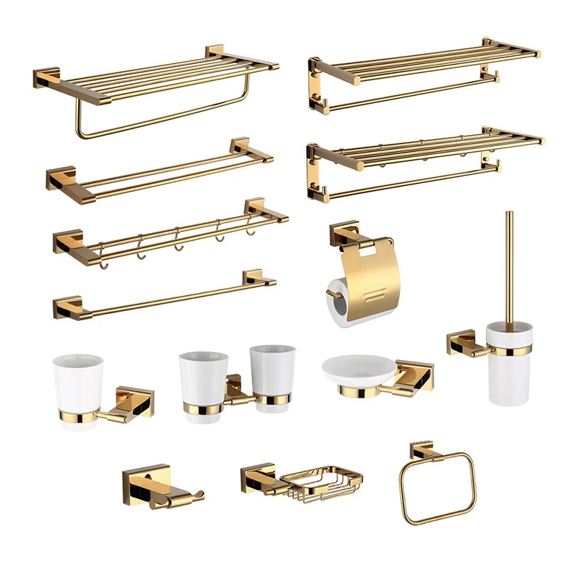 Gold-Plated Bathroom Accessories Set