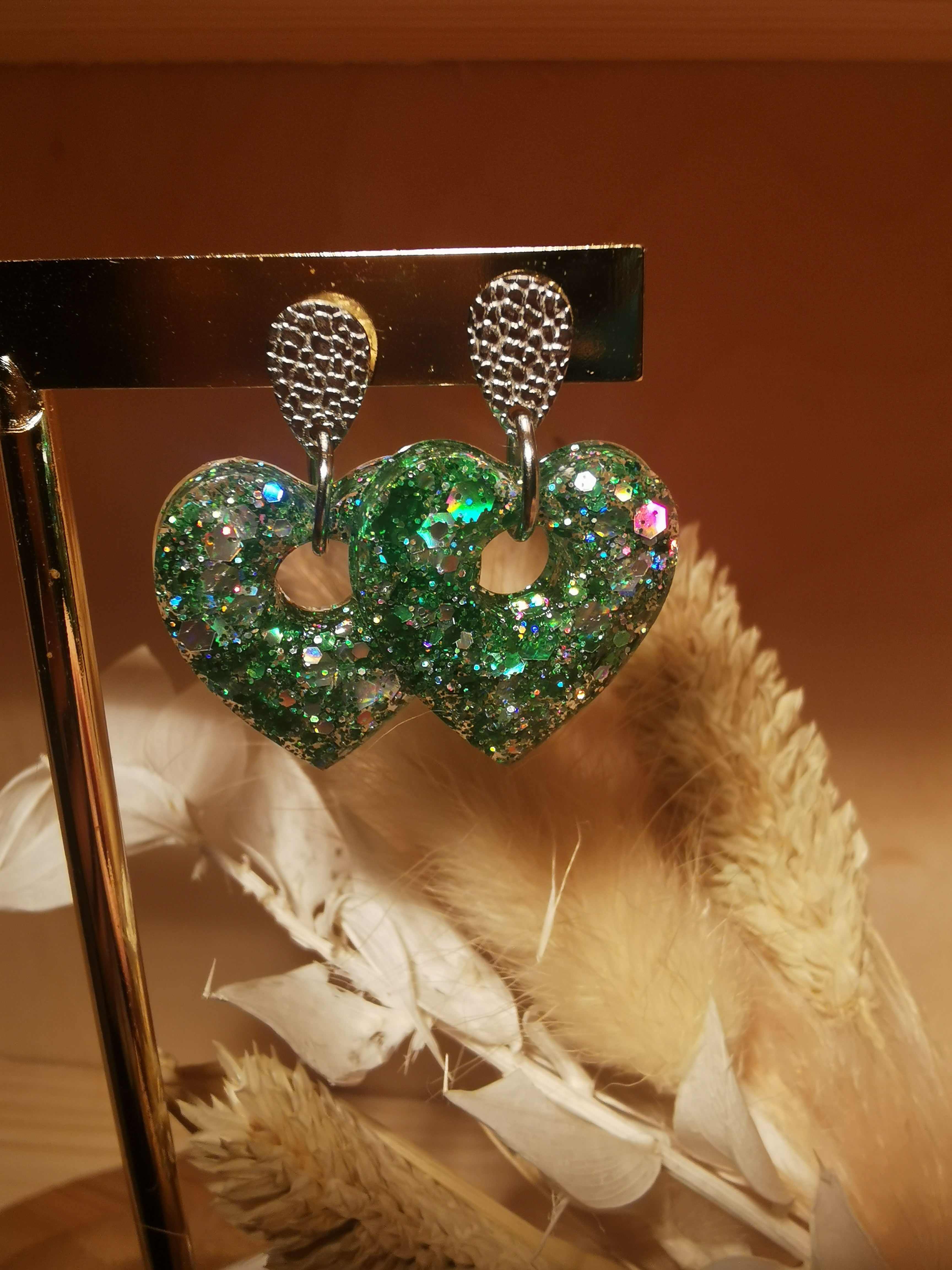 Les "p'tits cœurs" vert argent édition NOËL
