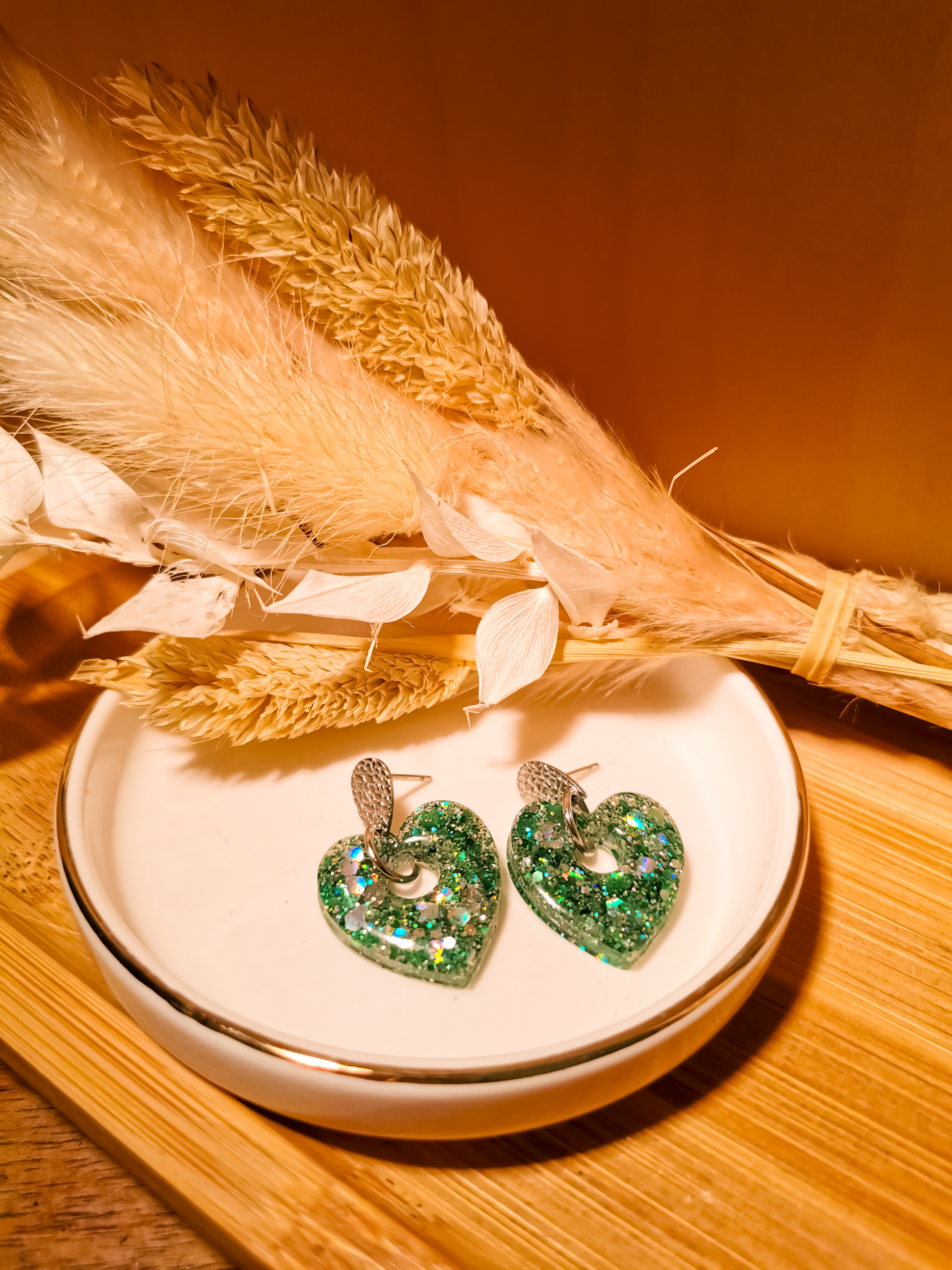 Les "p'tits cœurs" vert argent édition NOËL