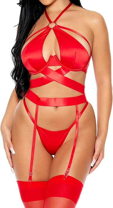 Forplay Soft Life Satin Longline Bra Lingerie Set