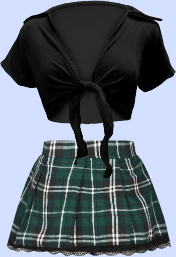 School Girl Costume Adult Lingerie Set Deep V Neck Crop Tops and Mini Plaid Skirt Sexy Roleplay Outfits Sissy Costume